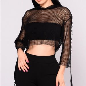 Plus Size Mesh Crop Cover Up